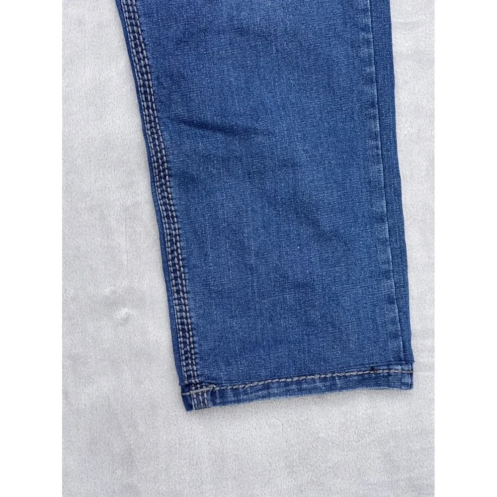 Rock Revival Calden Straight Blue Denim Jeans Mens 36x28 Medium Wash Embroidery